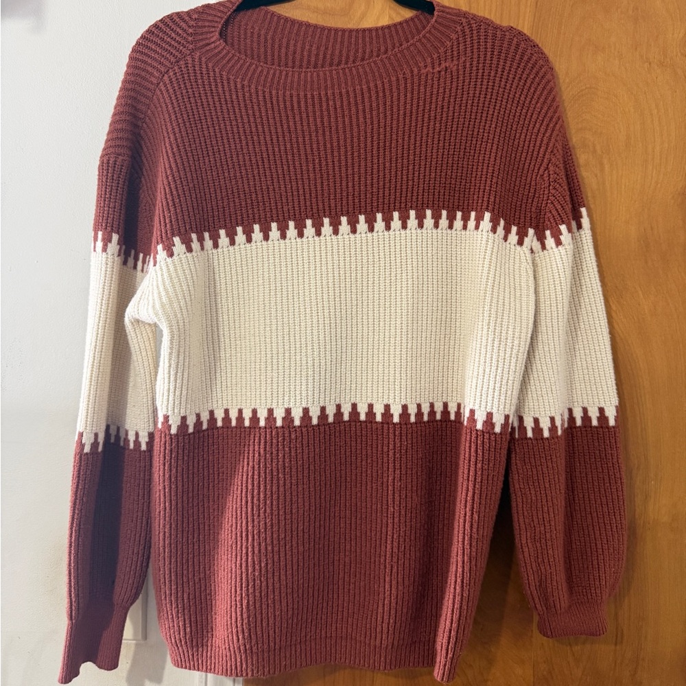 Women's Two-Tone Sweater - Red and White